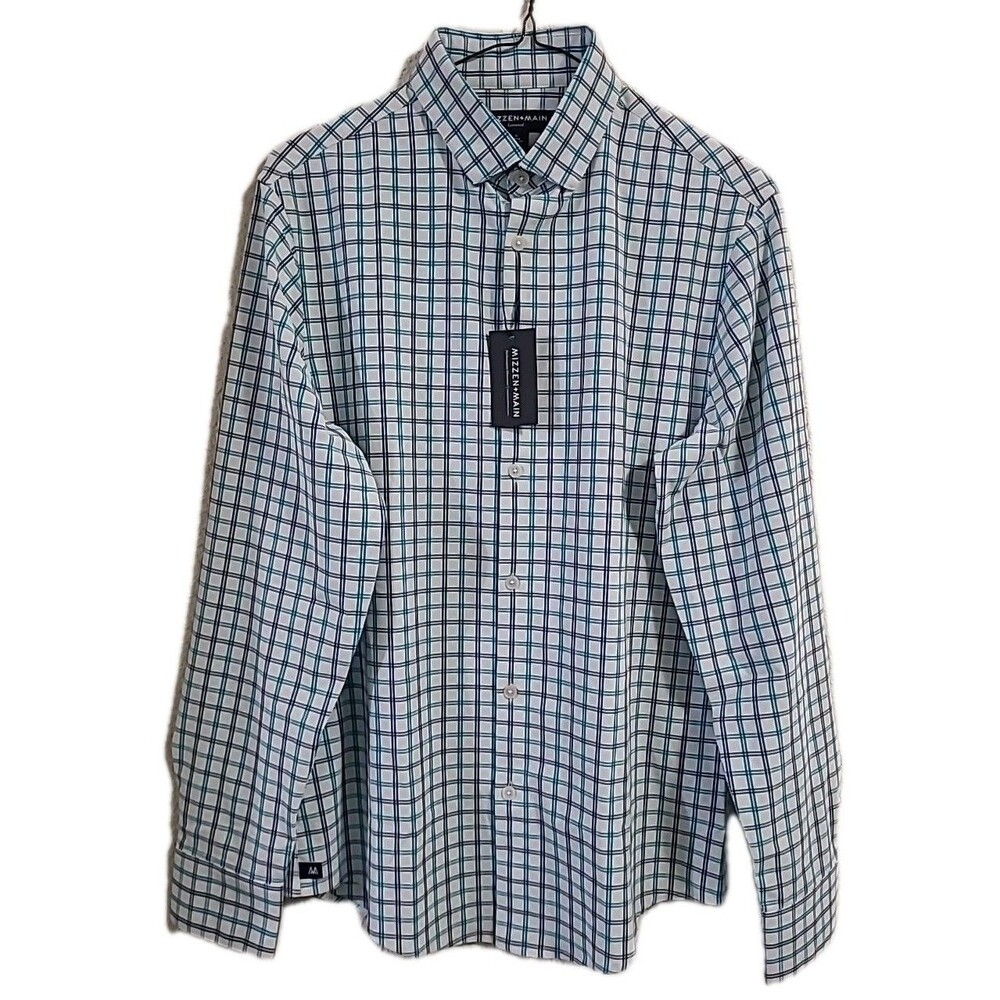 NWT Mizzen & Main Leeward Performance Dress Shirt Mens S Plaid Button Up No Tuck